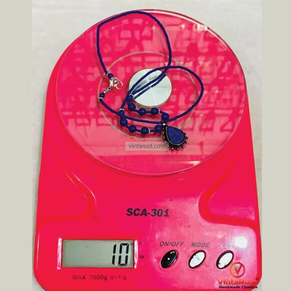 Lapis Lazuli Beaded Pendant Necklace: Handmade Gemstone Jewelry - Picture 4 of 4